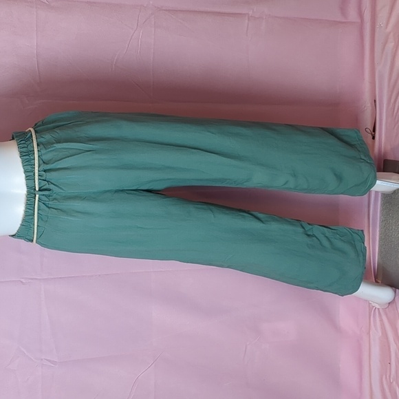Nasty Gal Green Paperbag Waist Belted Trousers Pants size Large - Picture 2 of 4